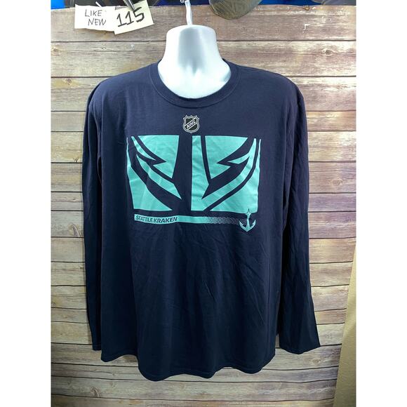 NHL Seattle Kraken Fanatics Navy Blue T-Shirt-Size Adult XL-100% Cotton - Picture 1 of 8